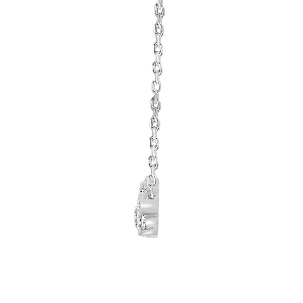 Elegant Ladies 14K White Gold 1/2Ct Round Lab Grown Five Stone Diamond Fancy Bezel Set Necklace  (Color F-G -Clarity Vs1/Vs2)