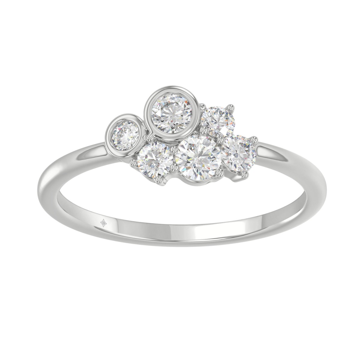 Ladies 10K White Gold Diamond Ring 1/2Ct Round Dia...