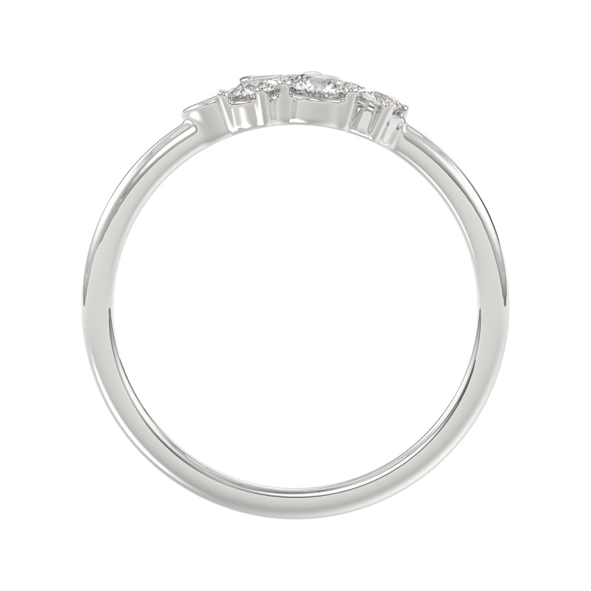 Ladies 10K White Gold Diamond Ring 1/2Ct Round Diamond Cluster Bezel Set (Color F-G -Clarity Vs1/Vs2)
