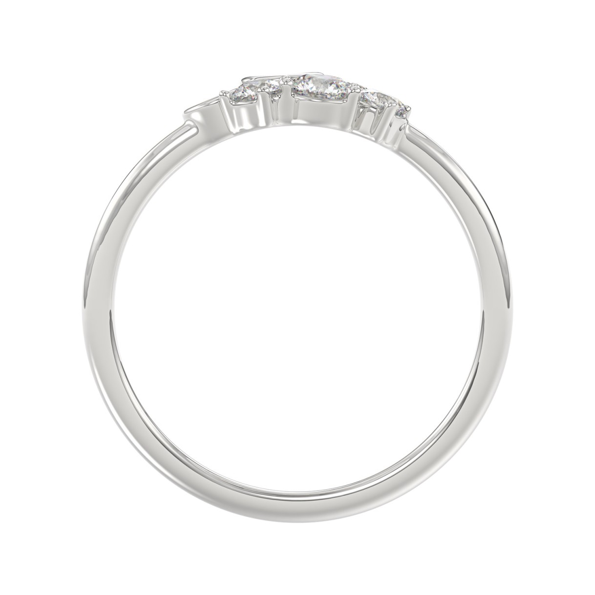 Ladies 10K White Gold Diamond Ring 1/2Ct Round Diamond Cluster Bezel Set (Color F-G -Clarity Vs1/Vs2)