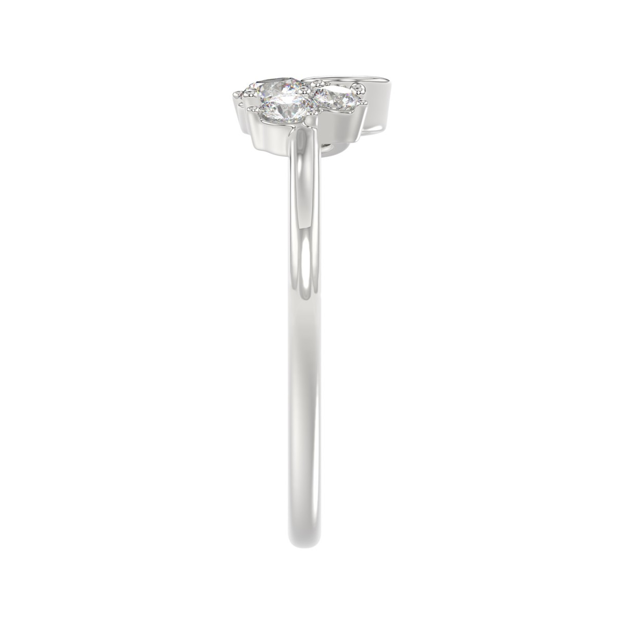 Ladies 10K White Gold Diamond Ring 1/2Ct Round Diamond Cluster Bezel Set (Color F-G -Clarity Vs1/Vs2)