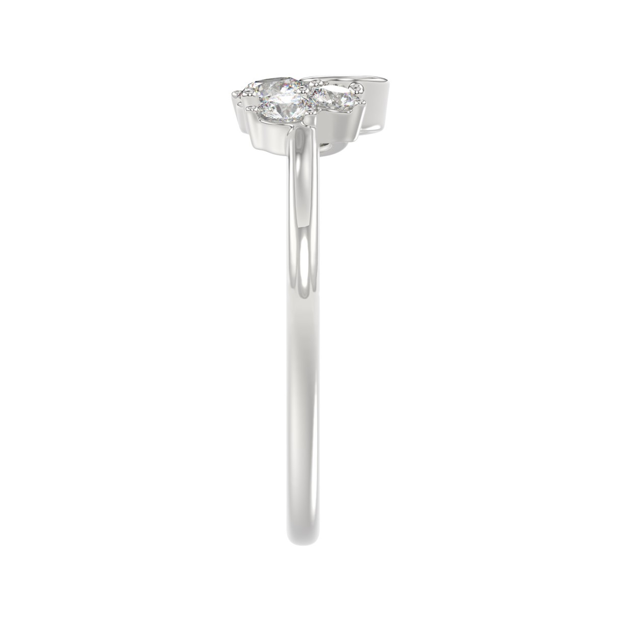 Ladies 10K White Gold Diamond Ring 1/2Ct Round Diamond Cluster Bezel Set (Color F-G -Clarity Vs1/Vs2)