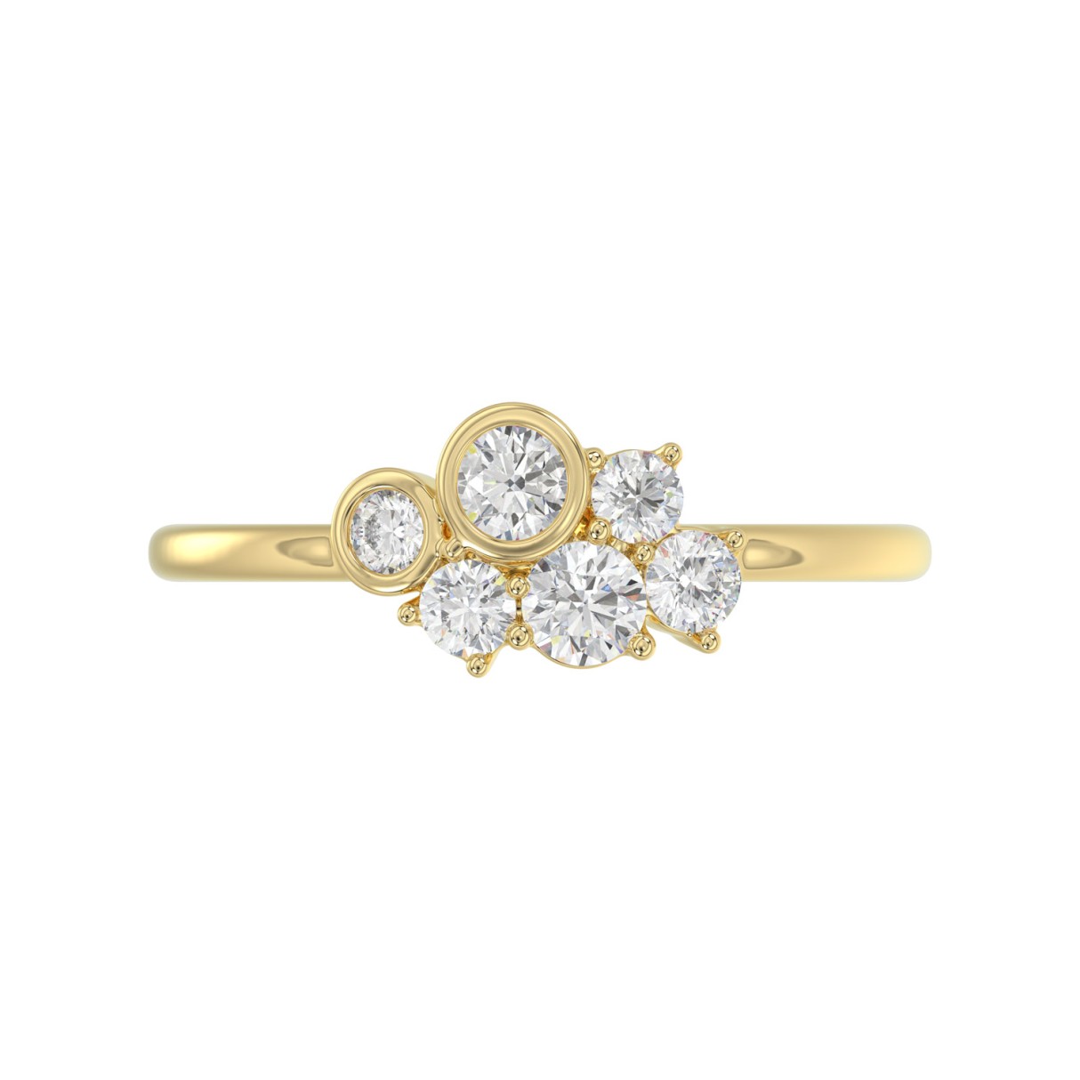 Classic 14K Yellow Gold  Round Lab Grown Diamond Ladies Ring 1/2Ct (Color F-G -Clarity Vs1/Vs2)