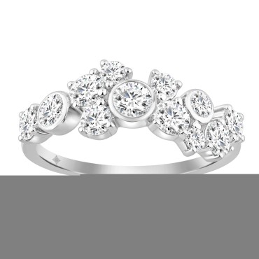 1.00CT Round Diamond Bezel Cluster Fashion Ring for Women in 14K White  Gold (Color F-G -Clarity VS1/VS2)