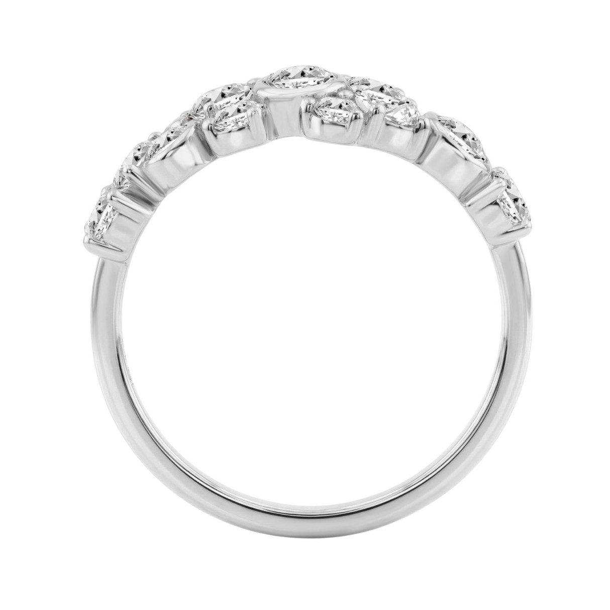 1.00CT Round Diamond Bezel Cluster Fashion Ring for Women in 14K White  Gold (Color F-G -Clarity VS1/VS2)