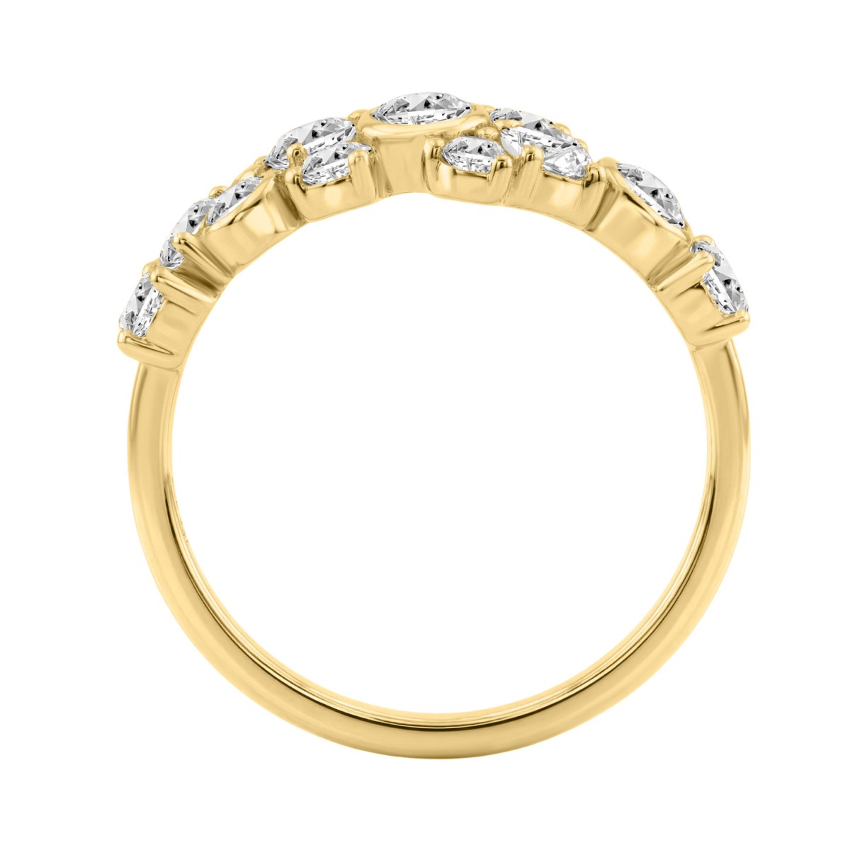 1.00CT Round Diamond Bezel Cluster Fashion Ring for Women in 14K Yellow Gold (Color F-G Clarity VS1/VS2)