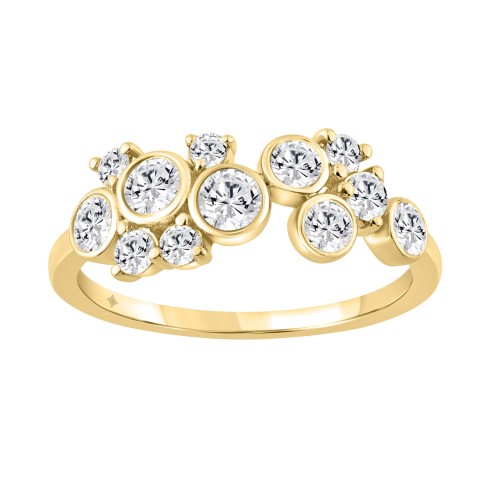 Classic 10K Yellow Gold  Round Lab Grown Diamond Ladies Fashion  Ring 3/4Ct (Color F-G -Clarity Vs1/Vs2)