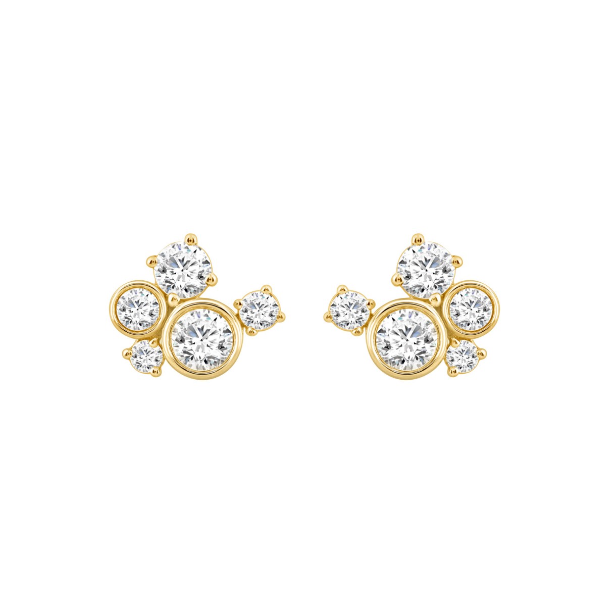 1.00CT Yellow Gold 14K Round Diamond Fashion Earrings for Women (Color F-G Clarity VS1/VS2)