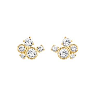 1.00CT Yellow Gold 14K Round Diamond Fashion Earrings for Women (Color F-G Clarity VS1/VS2)