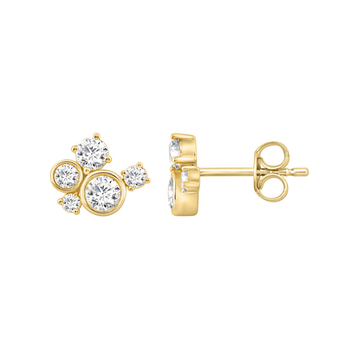1.00CT Yellow Gold 14K Round Diamond Fashion Earrings for Women (Color F-G Clarity VS1/VS2)