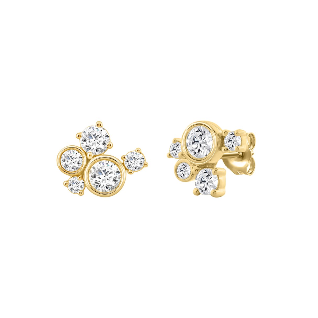 1.00CT Yellow Gold 10K Round Diamond Fashion Earrings for Women (Color F-G Clarity VS1/VS2)