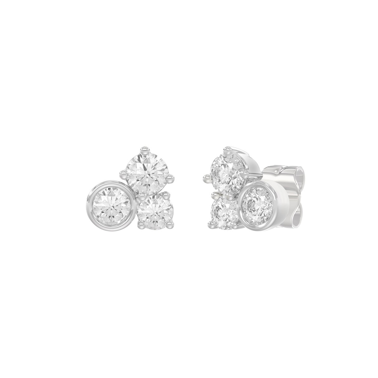 Classic 14K White Gold  Round Lab Grown Diamond Ladies Fashion Earring 3/4Ct (Color F-G -Clarity Vs1/Vs2)
