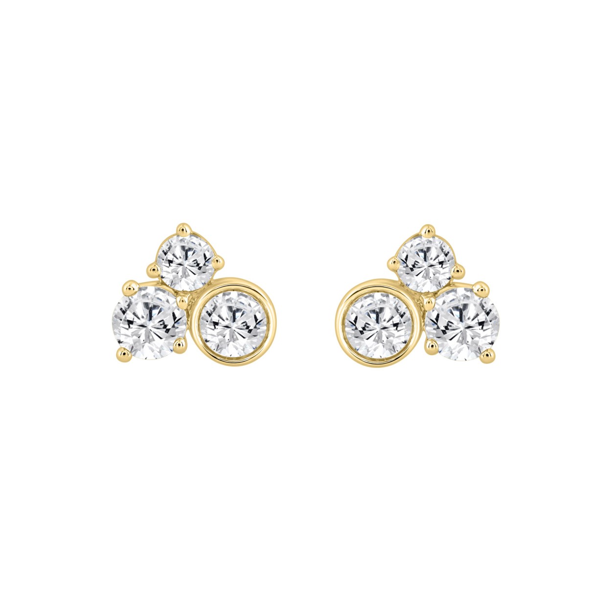 Classic 10K Yellow Gold  Round Lab Grown Diamond ladies Earring 3/4CT (Color F-G -Clarity VS1/VS2)