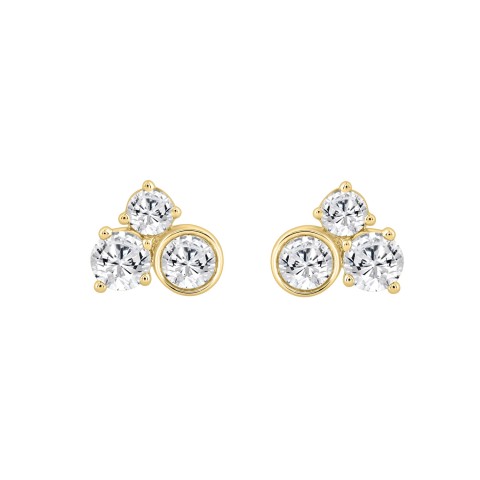 Classic 10K Yellow Gold  Round Lab Grown Diamond ladies Earring 3/4CT (Color F-G -Clarity VS1/VS2)