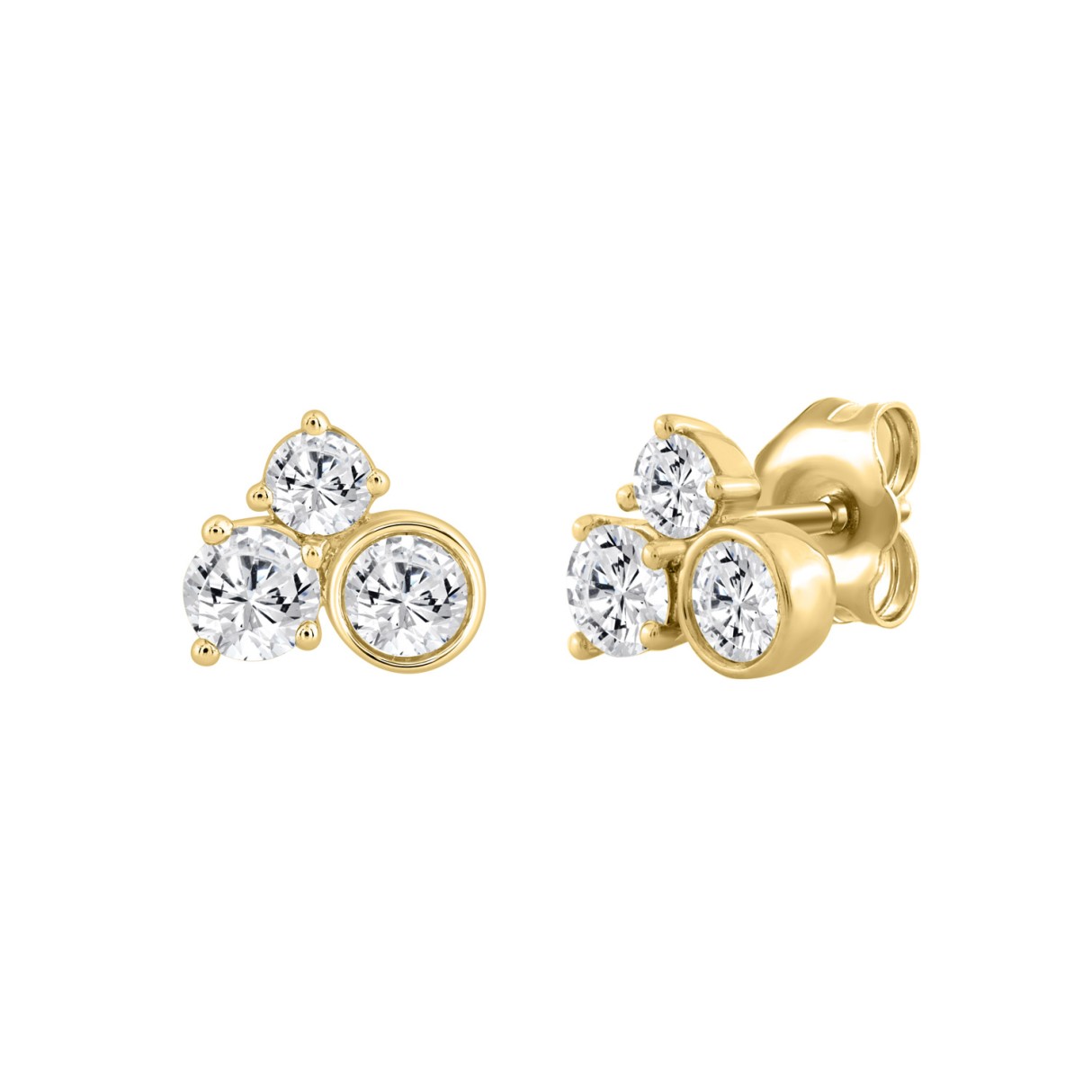 Classic 10K Yellow Gold  Round Lab Grown Diamond ladies Earring 3/4CT (Color F-G -Clarity VS1/VS2)