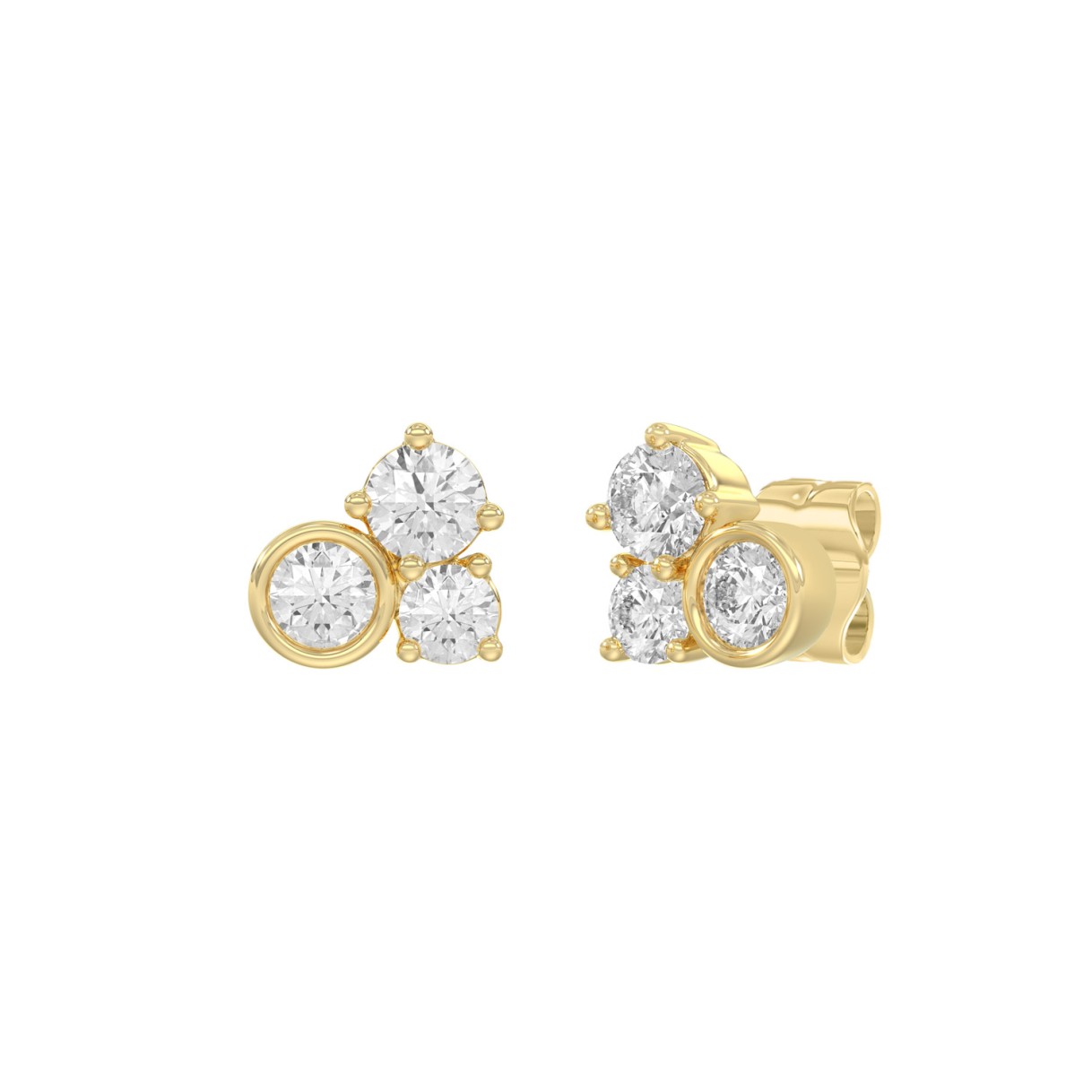 Classic 10K Yellow Gold  Round Lab Grown Diamond Ladies Fashion Earring 3/4Ct (Color F-G -Clarity Vs1/Vs2)