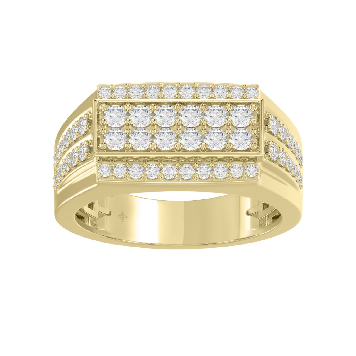 14K YELLOW GOLD 1.00CT ROUND DIAMOND MEN'S RING ...