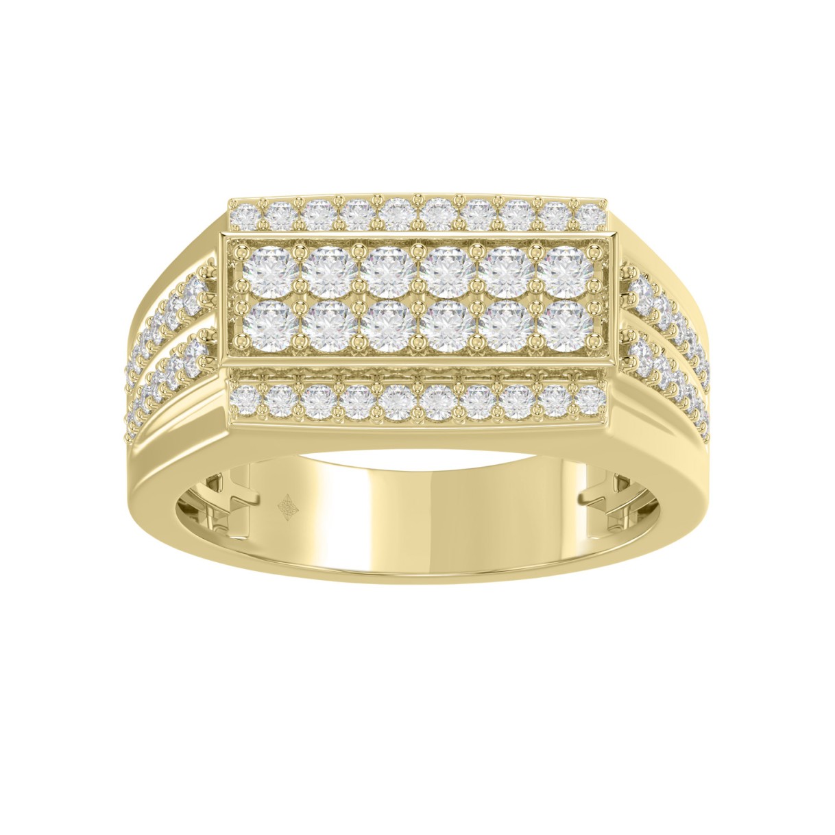 14K YELLOW GOLD 1.00CT ROUND DIAMOND MEN'S RING 