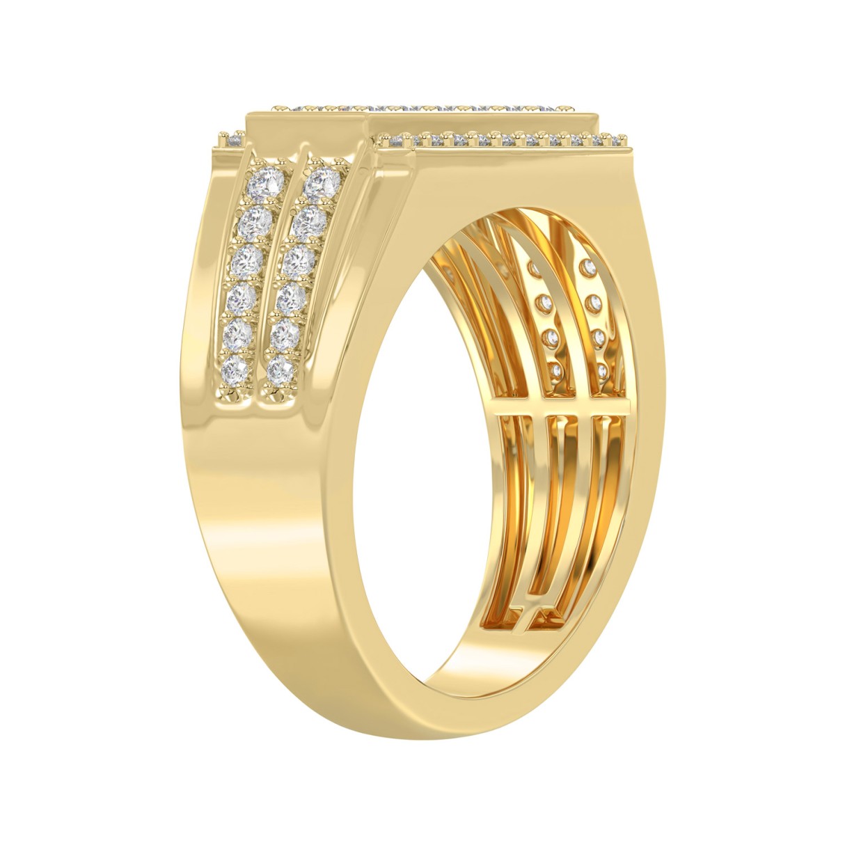 14K YELLOW GOLD 1.00CT ROUND DIAMOND MEN'S RING 