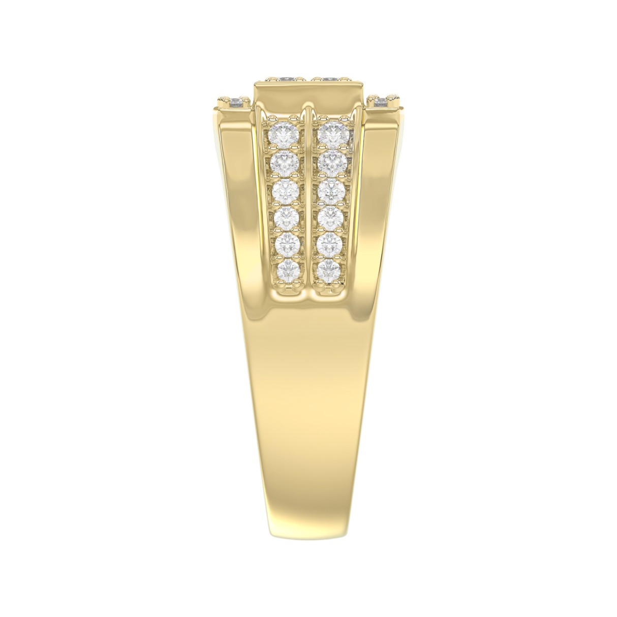14K YELLOW GOLD 1.00CT ROUND DIAMOND MEN'S RING 