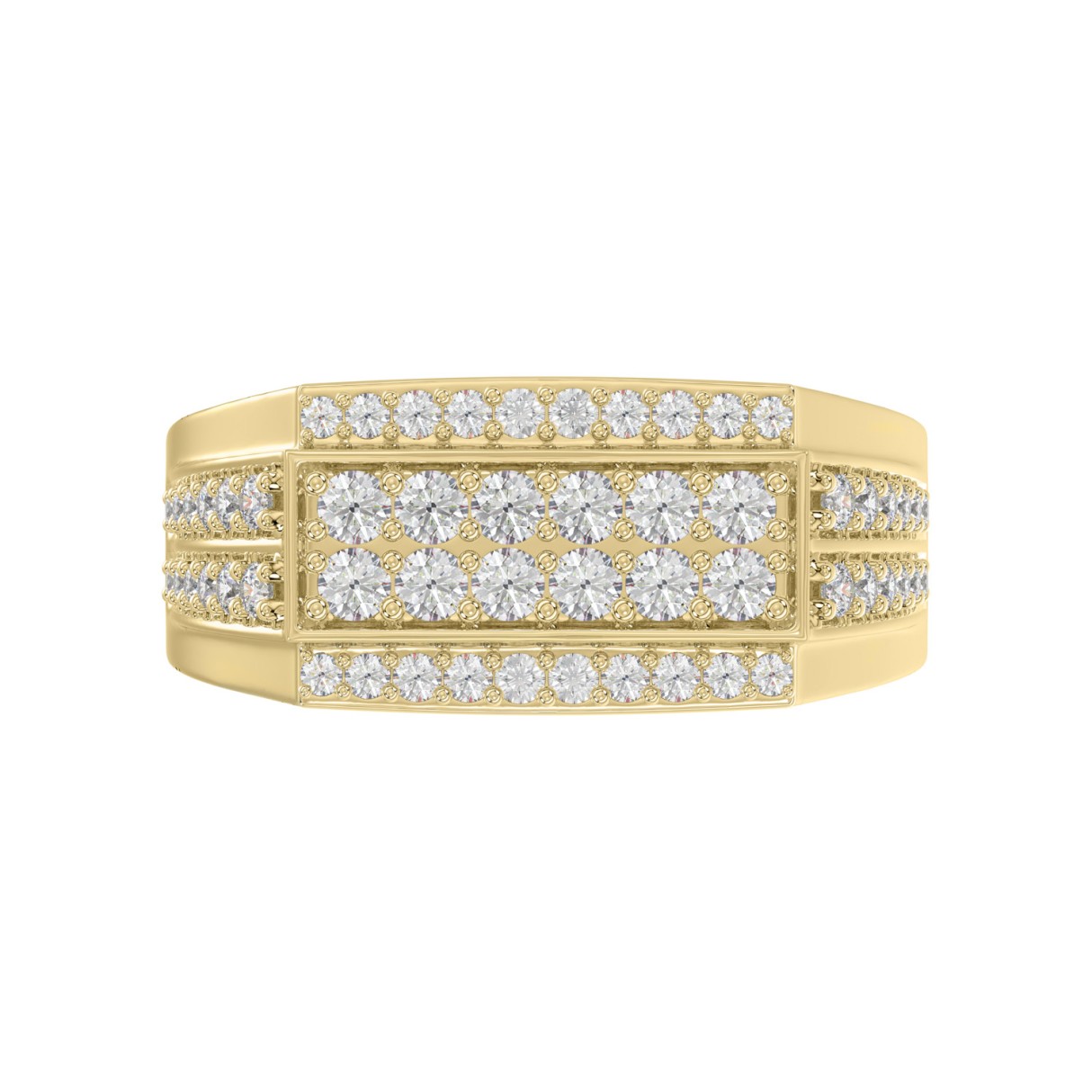 14K YELLOW GOLD 1.00CT ROUND DIAMOND MEN'S RING 