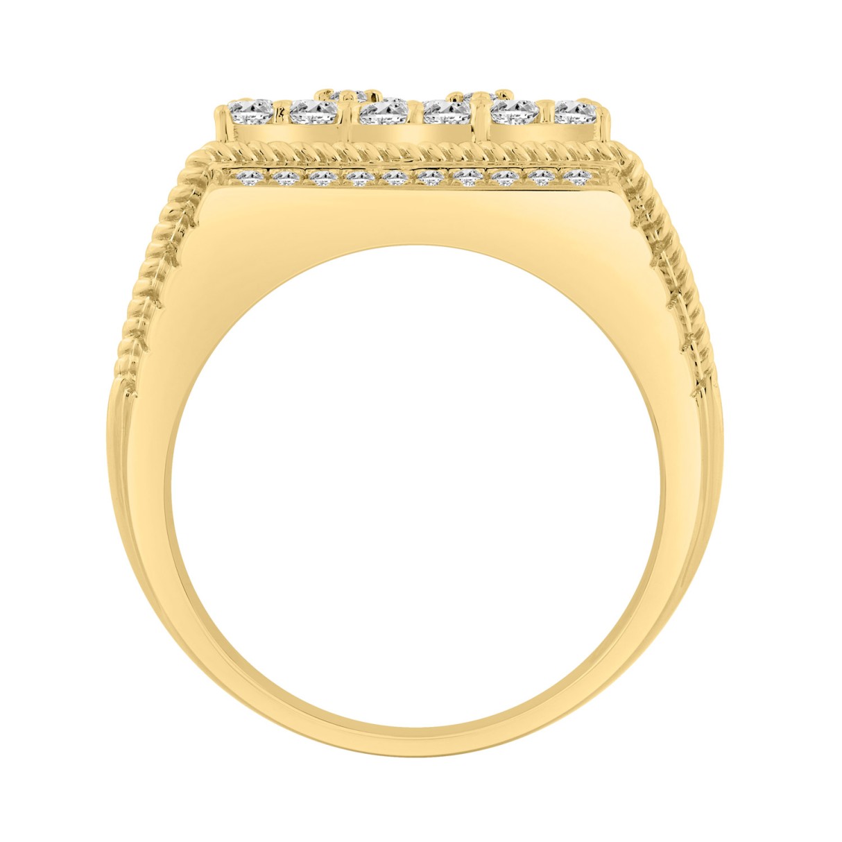 14K YELLOW GOLD 1 3/4CT ROUND DIAMOND MEN'S RING 