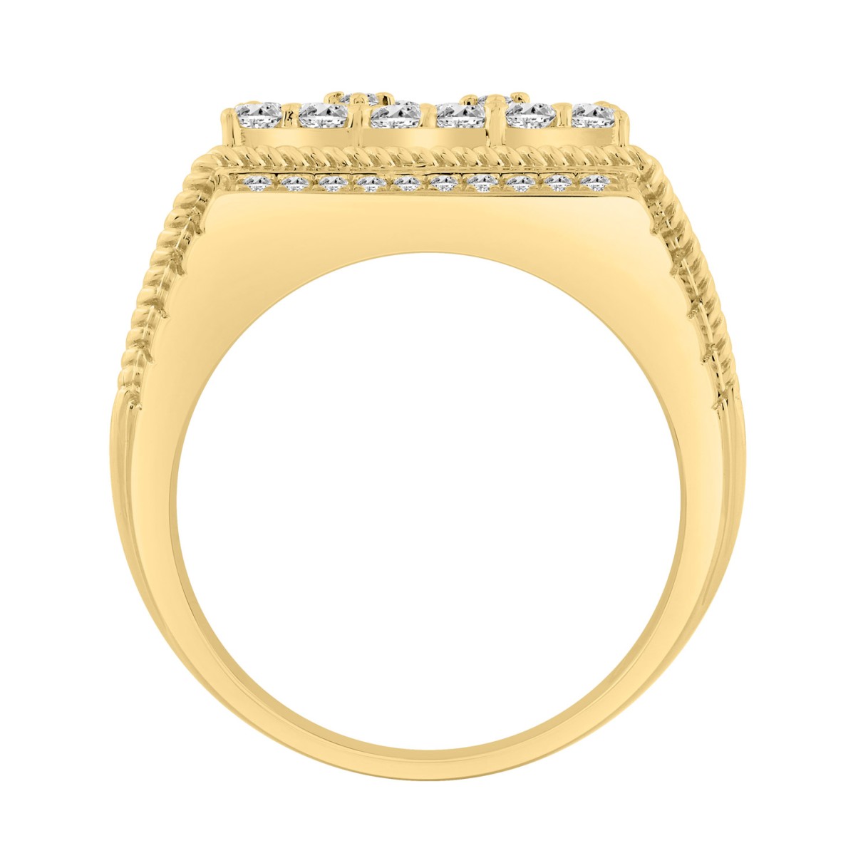 14K YELLOW GOLD 1 3/4CT ROUND DIAMOND MEN'S RING 