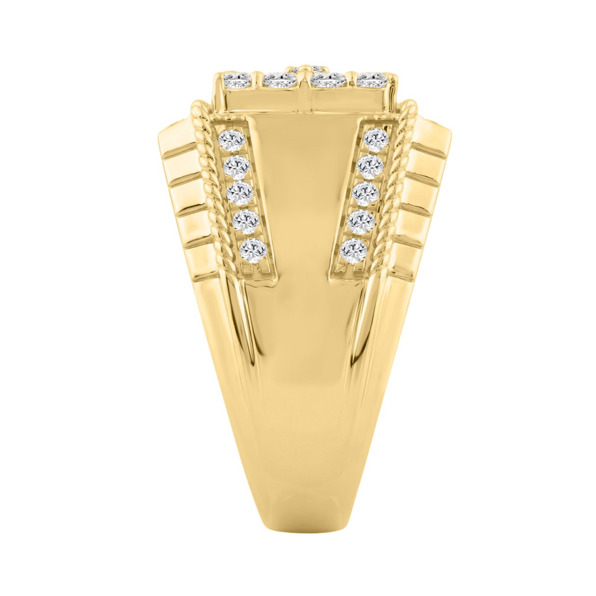 14K YELLOW GOLD 1 3/4CT ROUND DIAMOND MEN'S RING 