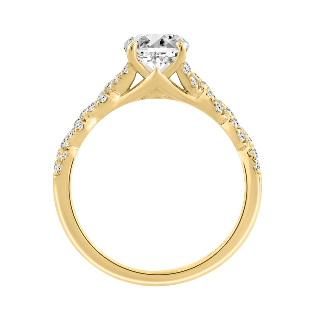 14K YELLOW GOLD 1 1/3CT ROUND DIAMOND LADIES BRIDAL RING (CENTER STONE ROUND DIAMOND 1CT)
