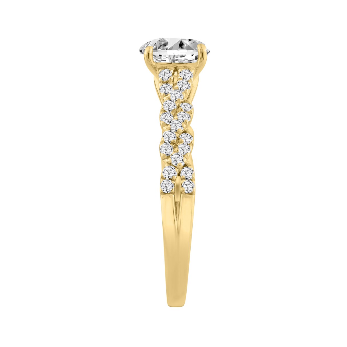 14K YELLOW GOLD 1 1/3CT ROUND DIAMOND LADIES BRIDAL RING (CENTER STONE ROUND DIAMOND 1CT)