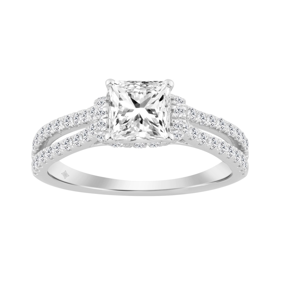 14K WHITE GOLD 1 1/2CT ROUND/PRINCESS DIAMOND LADI...