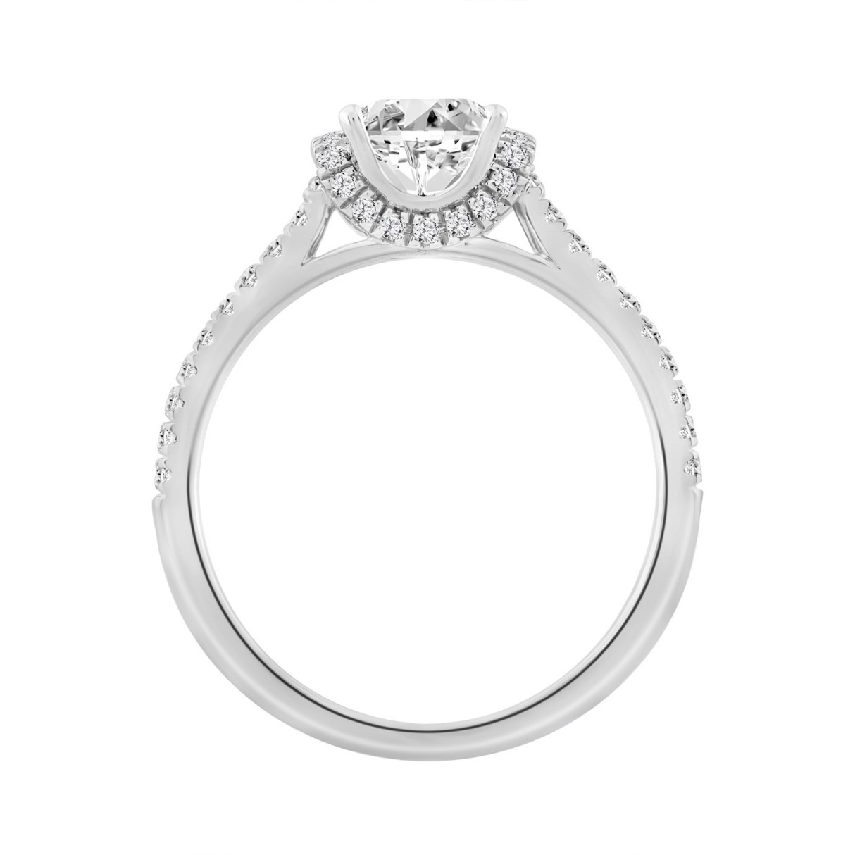 14K WHITE GOLD 1 1/2CT ROUND/PRINCESS DIAMOND LADIES BRIDAL RING (CENTER STONE PRINCESS DIAMOND 1CT)