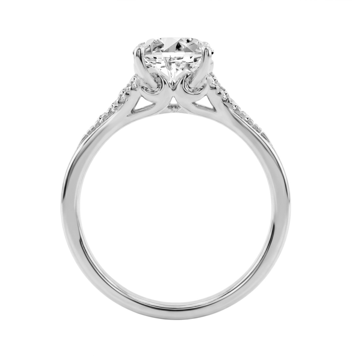 14K WHITE GOLD 2 1/4CT ROUND/OVAL DIAMOND LADIES BRIDAL RING (CENTER STONE OVAL DIAMOND 2CT)