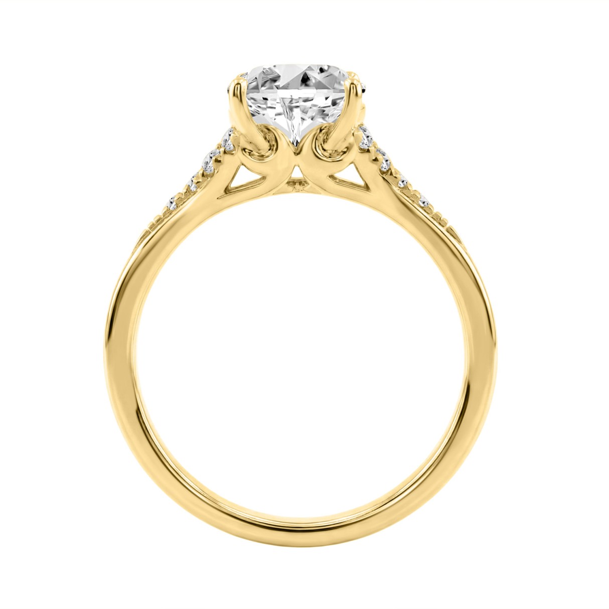 14K YELLOW GOLD 2 1/4CT ROUND/OVAL DIAMOND LADIES BRIDAL RING (CENTER STONE OVAL DIAMOND 2CT)