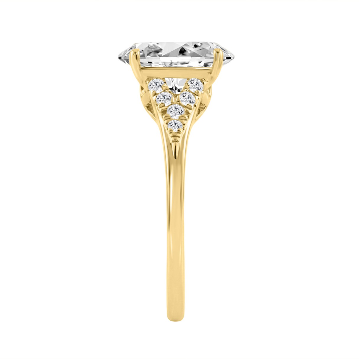 14K YELLOW GOLD 2 1/4CT ROUND/OVAL DIAMOND LADIES BRIDAL RING (CENTER STONE OVAL DIAMOND 2CT)