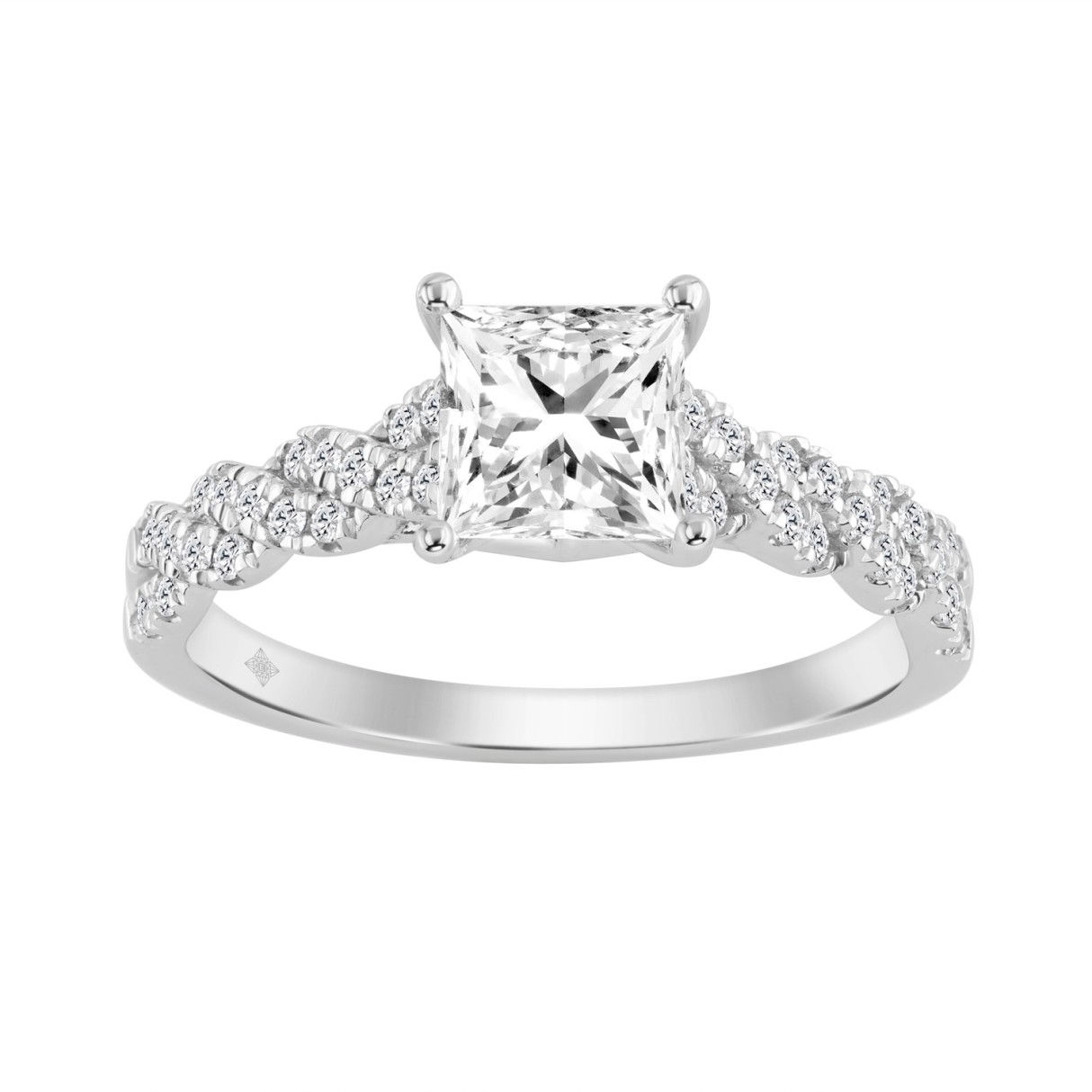 14K WHITE GOLD 1 1/4CT ROUND/PRINCESS DIAMOND LADI...