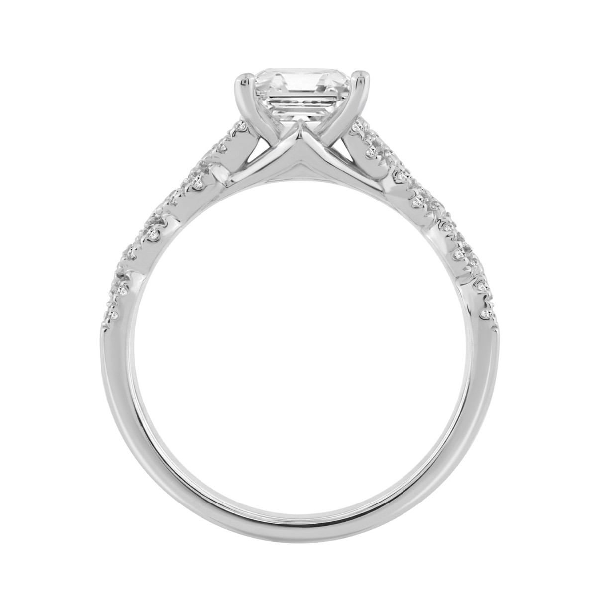 14K WHITE GOLD 1 1/4CT ROUND/PRINCESS DIAMOND LADIES BRIDAL RING (CENTER STONE PRINCESS DIAMOND 1CT)