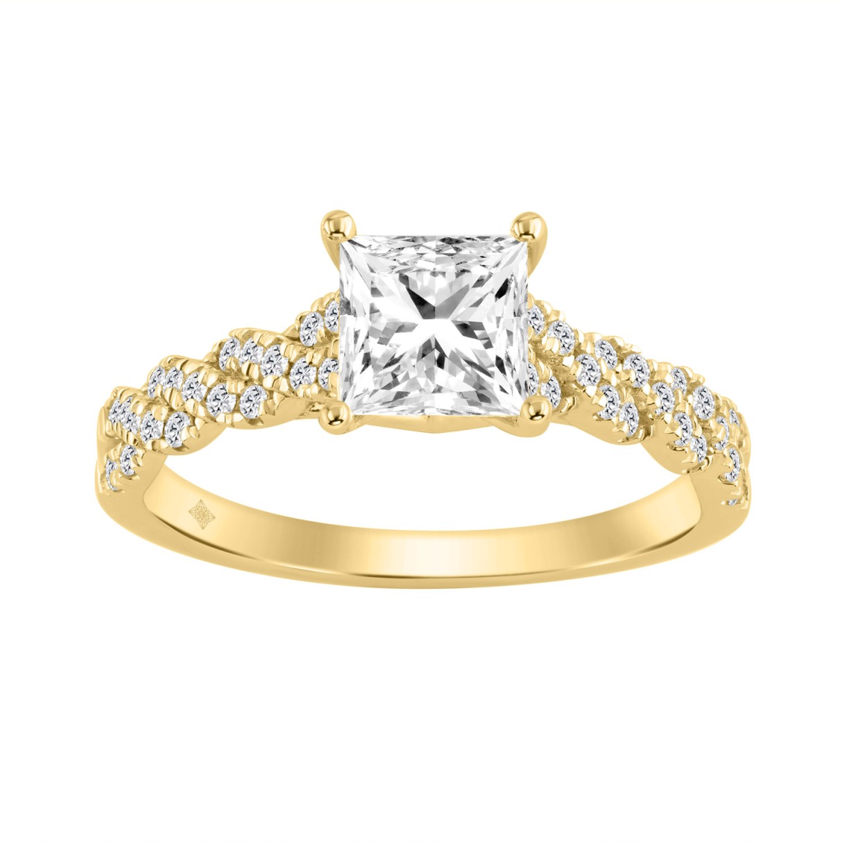 14K YELLOW GOLD 1 1/4CT ROUND/PRINCESS DIAMOND LAD...