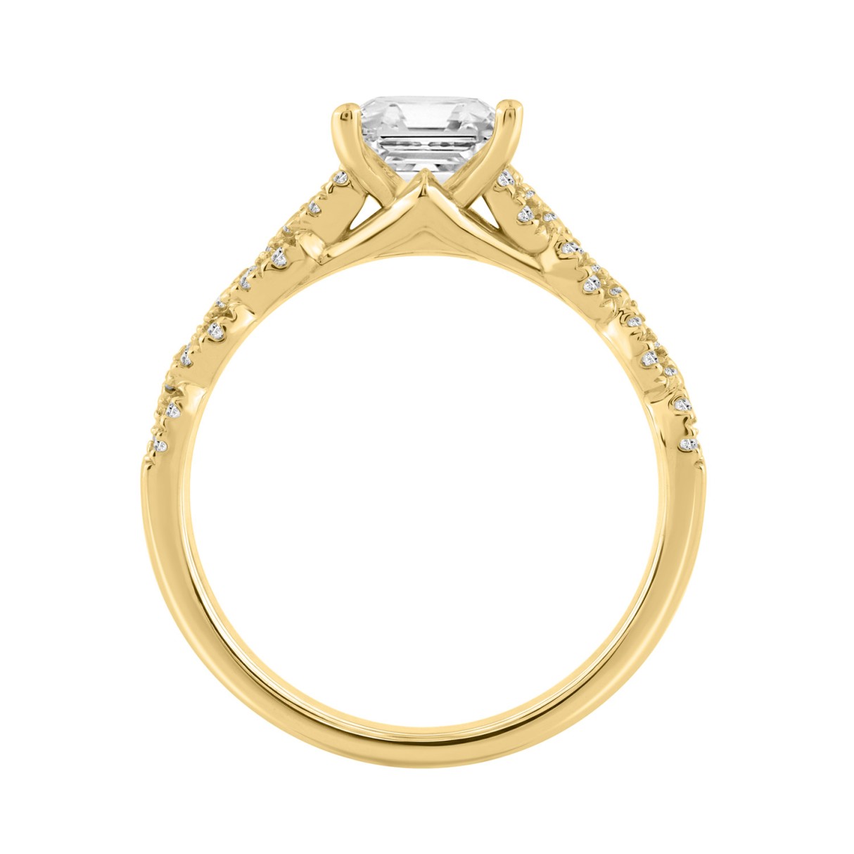 14K YELLOW GOLD 1 1/4CT ROUND/PRINCESS DIAMOND LADIES BRIDAL RING (CENTER STONE PRINCESS DIAMOND 1CT)