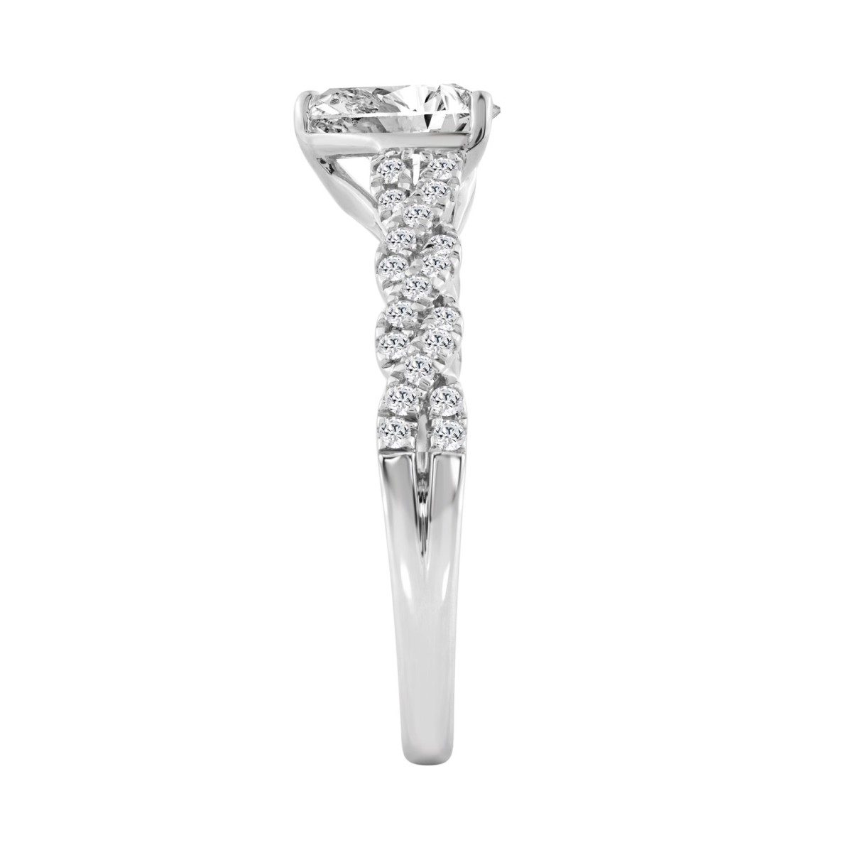 14K WHITE GOLD 1 1/4CT ROUND/PEAR DIAMOND LADIES BRIDAL RING (CENTER STONE PEAR DIAMOND 1CT)
