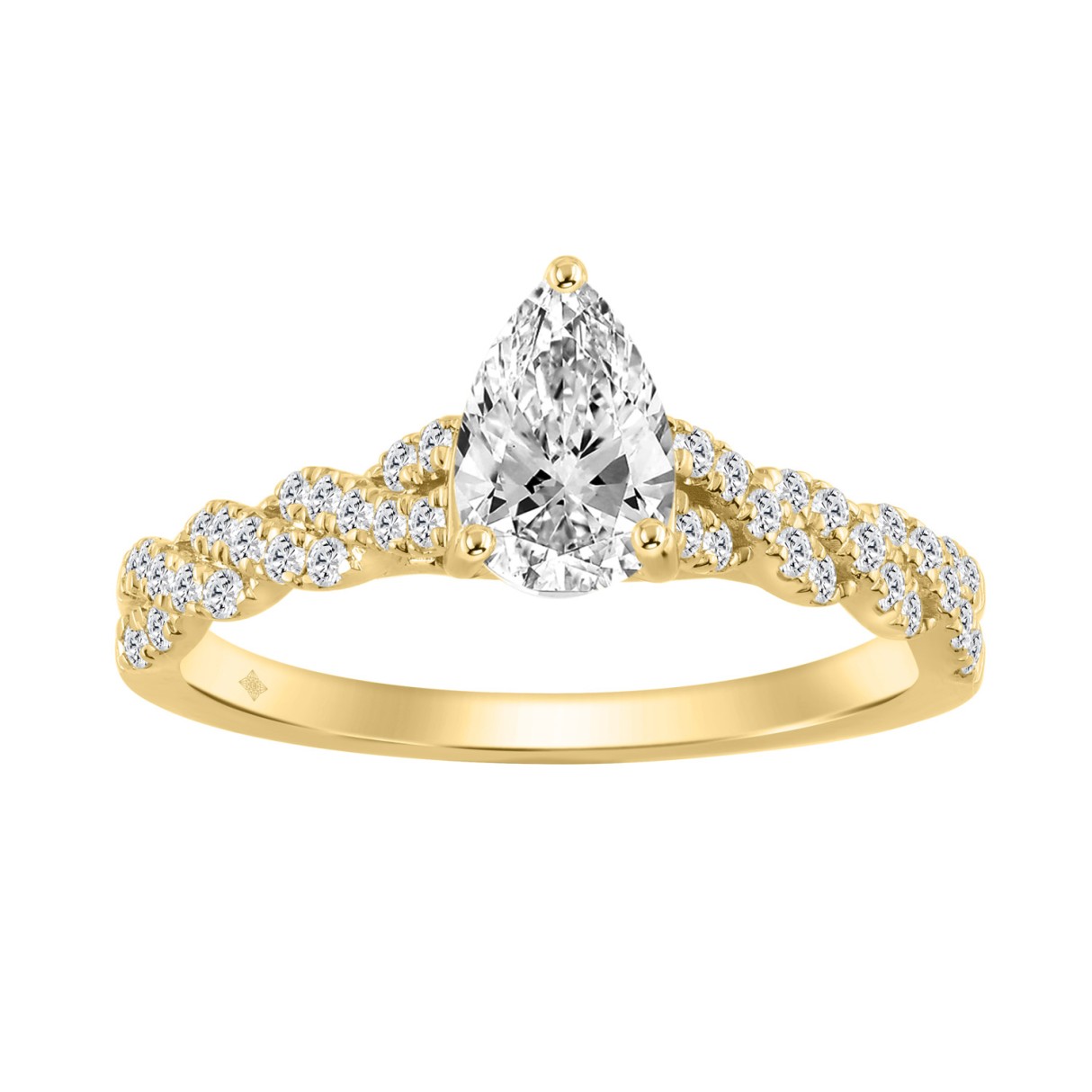 14K YELLOW GOLD 1 1/4CT ROUND/PEAR DIAMOND LADIES ...