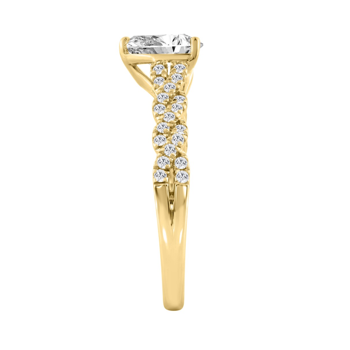 14K YELLOW GOLD 1 1/4CT ROUND/PEAR DIAMOND LADIES BRIDAL RING (CENTER STONE PEAR DIAMOND 1CT)