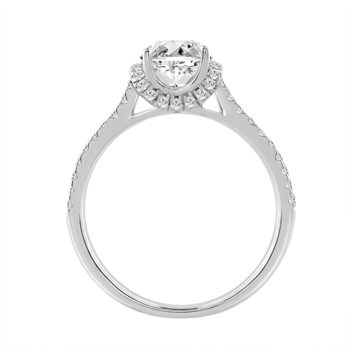 14K WHITE GOLD 1 1/2CT ROUND DIAMOND LADIES BRIDAL RING (CENTER STONE ROUND DIAMOND 1CT)