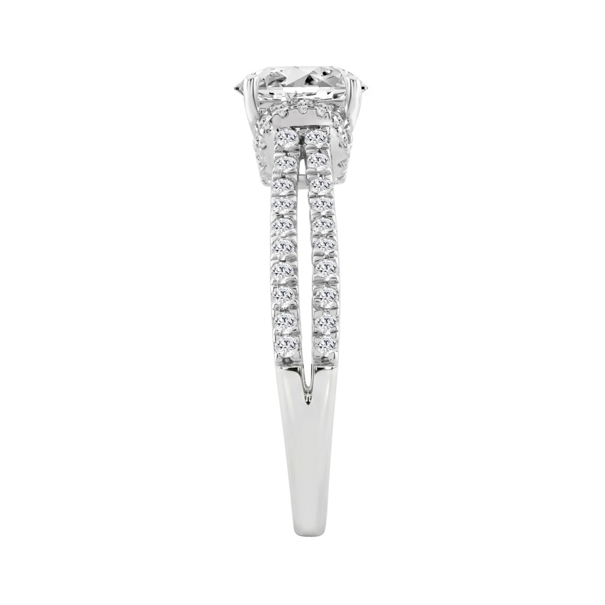 14K WHITE GOLD 1 1/2CT ROUND DIAMOND LADIES BRIDAL RING (CENTER STONE ROUND DIAMOND 1CT)