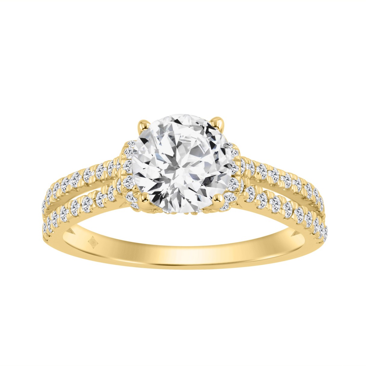 14K YELLOW GOLD 1 1/2CT ROUND DIAMOND LADIES BRIDA...
