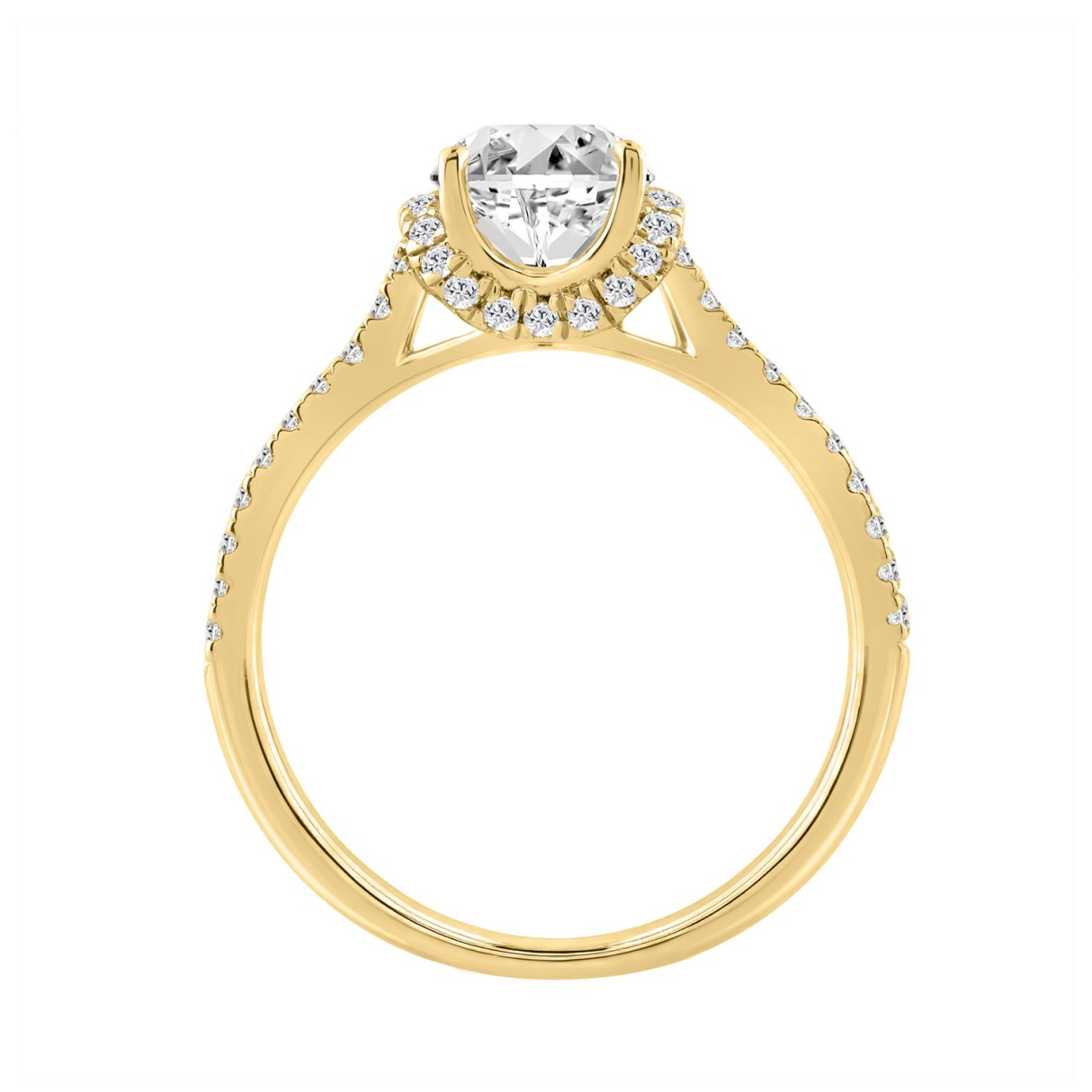 14K YELLOW GOLD 1 1/2CT ROUND DIAMOND LADIES BRIDAL RING (CENTER STONE ROUND DIAMOND 1CT)