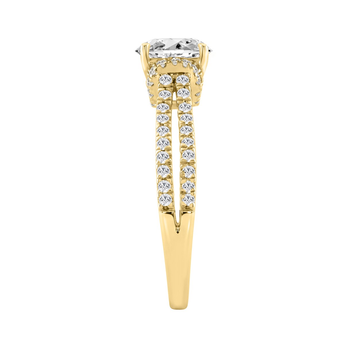 14K YELLOW GOLD 1 1/2CT ROUND DIAMOND LADIES BRIDAL RING (CENTER STONE ROUND DIAMOND 1CT)