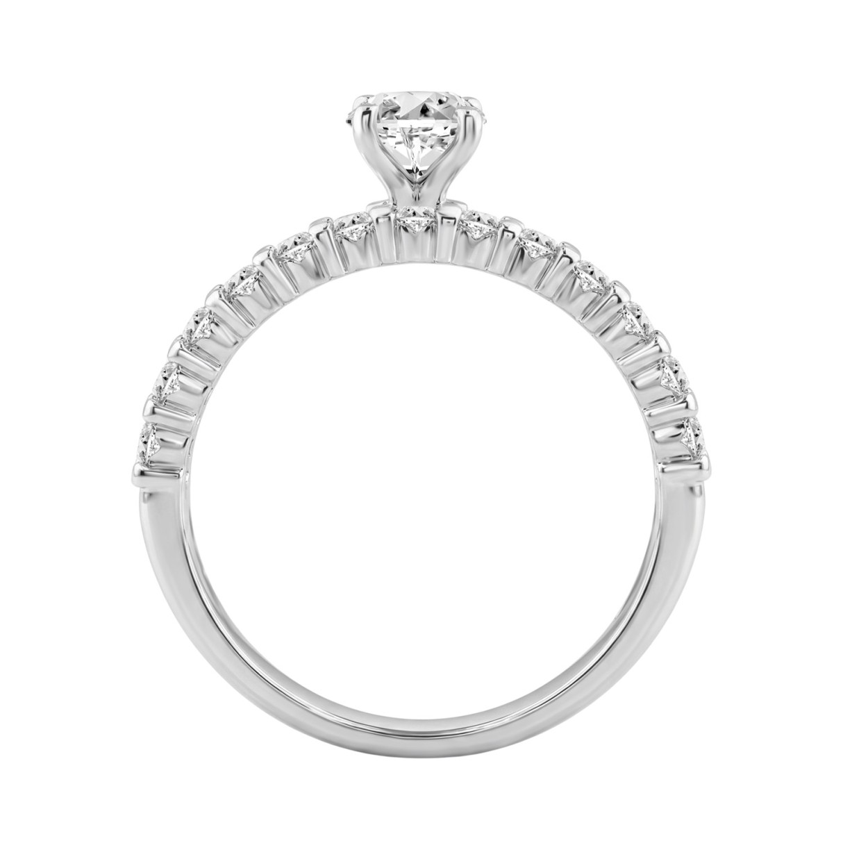 14K WHITE GOLD 1 1/4CT ROUND/OVAL DIAMOND LADIES BRIDAL SET (CENTER STONE OVAL DIAMOND 3/4CT)