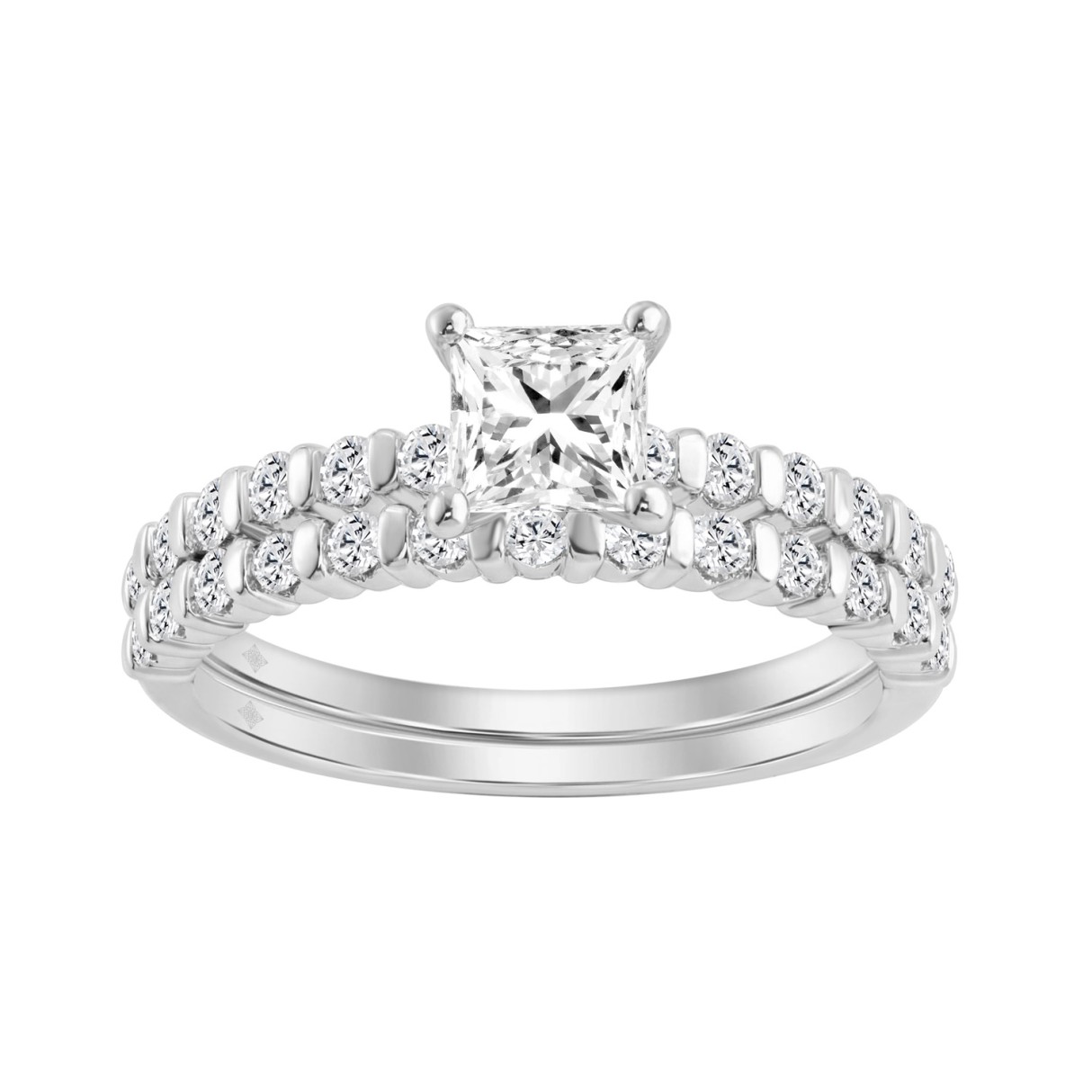14K WHITE GOLD 1 1/4CT ROUND/PRINCESS DIAMOND LADI...