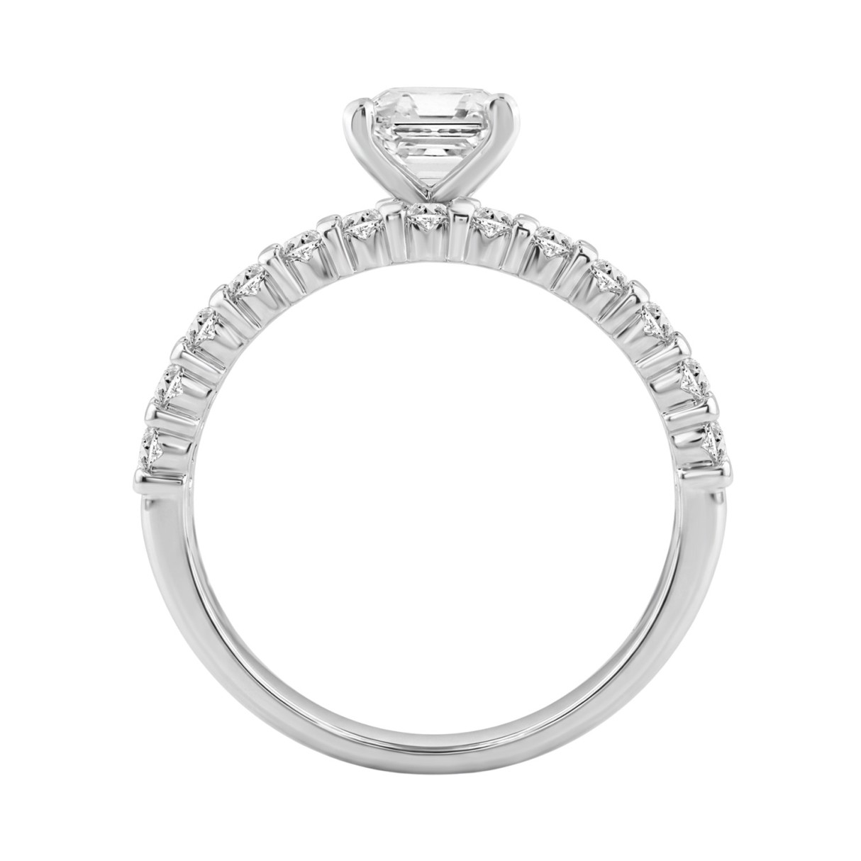 14K WHITE GOLD 1 1/4CT ROUND/PRINCESS DIAMOND LADIES BRIDAL SET (CENTER STONE PRINCESS DIAMOND 3/4CT)